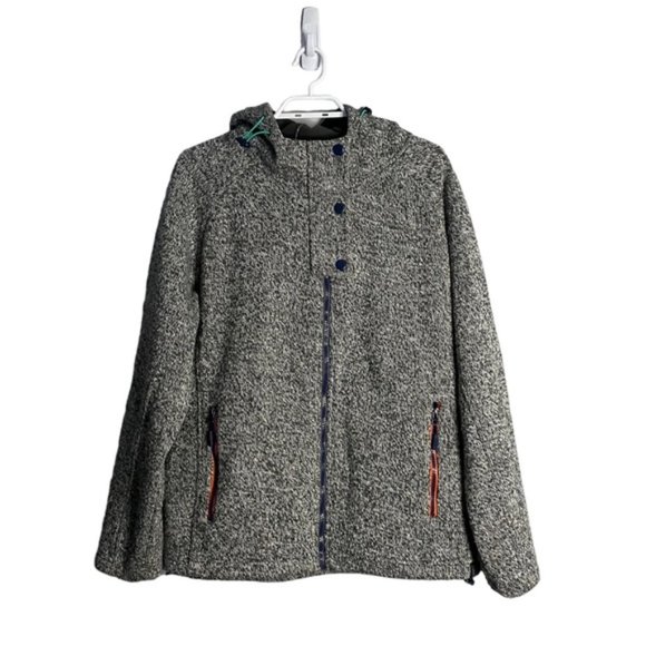 Redhill Brand Jackets & Blazers - Redhill Brand Women's Black Marled Wool Knit Full Zip Hooded Jacket